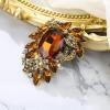 imageBriLove Women s Elegant Stunning Crystal Rhinestone Marquise Leaf Oval Bouquet Brooch Pin for Party PromBrown AntiqueGoldtone