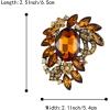 imageBriLove Women s Elegant Stunning Crystal Rhinestone Marquise Leaf Oval Bouquet Brooch Pin for Party PromBrown AntiqueGoldtone