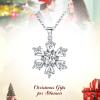 imageBriLove Womens 925 Sterling Silver Cubic Zirconia Snowflake Pendant Necklace Clear