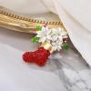 imageBriLove Womens Christmas Shoe Brooch Xmas Flower Enamel Crystal Pin Costume Gift Ruby Color GoldTone