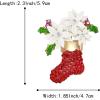 imageBriLove Womens Christmas Shoe Brooch Xmas Flower Enamel Crystal Pin Costume Gift Ruby Color GoldTone