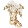 imageBriLove Womens Christmas Shoe Brooch Xmas Flower Enamel Crystal Pin Costume Gift Ruby Color GoldTone