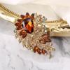imageBriLove Womens Crystal Rhinestone Teardrop Marquise Cluster Flower Statement Brooches Pins for Wedding Party PromChampagne GoldTone