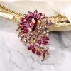 imageBriLove Womens Crystal Rhinestone Teardrop Marquise Cluster Flower Statement Brooches Pins for Wedding Party PromDeep Amethyst Color GoldTone