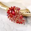 imageBriLove Womens Crystal Rhinestone Teardrop Marquise Cluster Flower Statement Brooches Pins for Wedding Party PromRuby Color GoldTone
