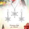 imageBriLove Womens Crystal Winter Daily Party Elegant Snowflake Pendant Necklace Hook Dangle Earrings Set for Gift01Clear SilverTone