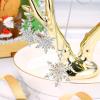 imageBriLove Womens Crystal Winter Daily Party Elegant Snowflake Pendant Necklace Hook Dangle Earrings Set for Gift01Clear SilverTone