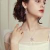 imageBriLove Womens Crystal Winter Daily Party Elegant Snowflake Pendant Necklace Hook Dangle Earrings Set for Gift02Garnet Color SilverTone