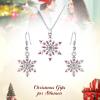 imageBriLove Womens Crystal Winter Daily Party Elegant Snowflake Pendant Necklace Hook Dangle Earrings Set for Gift02Garnet Color SilverTone
