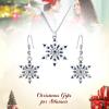 imageBriLove Womens Crystal Winter Daily Party Elegant Snowflake Pendant Necklace Hook Dangle Earrings Set for Gift04Navy Blue SilverTone