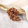 imageBriLove Womens Stunning Crystal Rhinestone Marquise Cluster Heart Shaped Leaf Brooch Pin for Wedding Party PromChampagne GoldTone