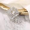 imageBriLove Womens Stunning Crystal Rhinestone Marquise Cluster Heart Shaped Leaf Brooch Pin for Wedding Party PromClear SilverTone