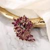 imageBriLove Womens Stunning Crystal Rhinestone Marquise Cluster Heart Shaped Leaf Brooch Pin for Wedding Party PromDeep Amethyst Color GoldTone