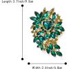 imageBriLove Womens Stunning Crystal Rhinestone Marquise Cluster Heart Shaped Leaf Brooch Pin for Wedding Party PromEmerald Color GoldTone