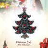 imageBriLove Womens Vintage Inspired Crystal Merry Christmas Brooch PinGreen SilverTone