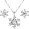 imageBriLove 925 Sterling Silver Snowflake Jewelry Set for Women Pendant Necklace Stud Earrings Gift for Christmas