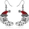 imageBriLove Christmas Earrings MoonShape Xmas Santa Claus Crystal Enamel Dangle Earring for Women Party HolidayGrey AntiqueSilverTone