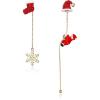 imageBriLove Christmas Earrings Snowflake Santa Claus Threader Tassel for Women Sock Xmas Hat Party Gifts Fashion Jewelry Ruby Color GoldTone
