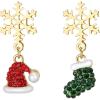 imageBriLove Christmas Earrings Sparkling Snowflake Red Santa Claus Bell Hat Green Xmas Shoes Dangle Earring for Women Party