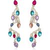 imageBriLove Christmas Earrings Tree Lights Crystal Teardrop Cluster Drop Dangle Holiday GiftMulticolor GoldTone
