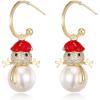 imageBriLove Christmas Earrings Xmas Santa Snowflake Simulated Pearl Crystal Enamel Dangle Jewelry for Women Party Holiday Clear GoldTone