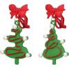 imageBriLove Christmas Earrings Xmas Tree Winding Bowknot Simulated Pearl Crystal Dangle Earring for Women Party Holiday GreenRed
