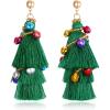 imageBriLove Christmas Tassel Earrings Collour Bell Winding Dangle for Women Party Holiday Jewelry Gift