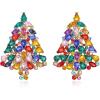 imageBriLove Elegant Gorgeous Christmas Tree Earrings Crystal Multi Teardrop Cluster Dangle Jewelry for Women Party Holiday Multicolor GoldTone