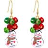 imageBriLove Jingle Bell Snowman Earrings for Women Lovely Cute Enamel Hook Dangle Earring Multicolor GoldToned