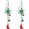 imageBriLove Lovely Cute Enamel Snowflake Jingle Bell Red Santa Stocking Christmas Hook Dangle Earrings for Women RedGreen SilverTone