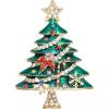 imageBriLove Merry Christmas Tree Brooch Xmas Star Snowflake Leaf Rhinestone Marquise Decorative Gift for Women Party Prom AccessoriesEmerald Color