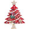 imageBriLove Merry Christmas Tree Brooch Xmas Star Snowflake Leaf Rhinestone Marquise Decorative Gift for Women Party Prom AccessoriesRuby Color