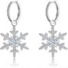 imageBriLove Snowflake Earrings Cubic Zirconia Huggie Hoop Detachable Dangle Earring Jewelry Gift for Women