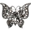 imageBriLove Vintage Butterfly Brooch Pin for Women Fashion Marquise Crystals Rhinestones BroochesBlack BlackTone