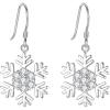 imageBriLove Winter Snowflake Earrings for Women CZ Elegant Hook Dangle Jewelry Clear SilverTone