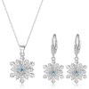 imageBriLove Winter Snowflake Jewelry Set for WomenGorgeous Shiny Cubic Zirconia Elegant Pendant Necklace Leverback Dangle Earrings Christmas PartyBlue