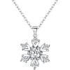 imageBriLove Womens 925 Sterling Silver Cubic Zirconia Snowflake Pendant Necklace Clear