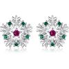 imageBriLove Womens 925 Sterling Silver Snowflake CZ Stud Earrings Winter Flower Jewelry Gift