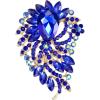 imageBriLove Womens Crystal Rhinestone Teardrop Marquise Cluster Flower Statement Brooches Pins for Wedding Party PromBlue GoldTone