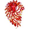 imageBriLove Womens Crystal Rhinestone Teardrop Marquise Cluster Flower Statement Brooches Pins for Wedding Party PromRuby Color GoldTone