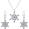 imageBriLove Womens Crystal Winter Daily Party Elegant Snowflake Pendant Necklace Hook Dangle Earrings Set for Gift04Navy Blue SilverTone