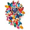 imageBriLove Womens Stunning Crystal Rhinestone Marquise Cluster Heart Shaped Leaf Brooch Pin for Wedding Party PromMulticolor GoldTone
