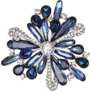 imageBriLove Austrian Crystal Rhinestone Teardrop Cluster Brooches for Women