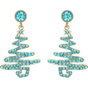 imageBriLove Christmas Earrings Sparkling Lightning Xmas Star Crystal Dangle for Women Party Prom AccessoriesBlue Topaz GoldTone