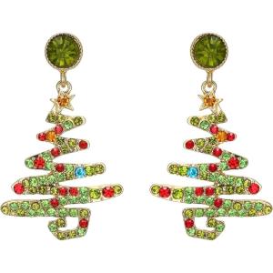 imageBriLove Christmas Earrings Sparkling Lightning Xmas Star Crystal Dangle for Women Party Prom AccessoriesMulticolor GoldTone