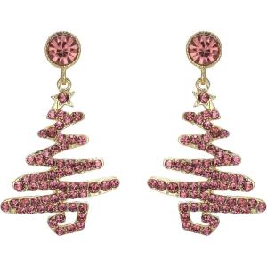 imageBriLove Christmas Earrings Sparkling Lightning Xmas Star Crystal Dangle for Women Party Prom AccessoriesPurple GoldTone