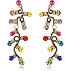 imageBriLove Christmas Earrings Tree Lights Linear Snowflake Deer Drop Holiday Jewelry Gift