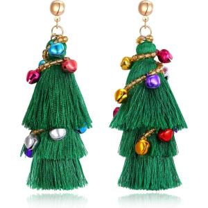 imageBriLove Christmas Tassel Earrings Collour Bell Winding Dangle for Women Party Holiday Jewelry Gift