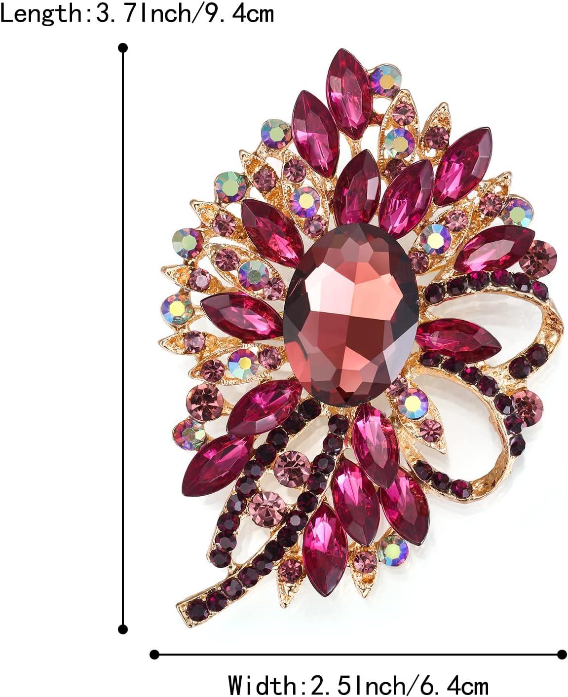 imageBriLove Womens Stunning Crystal Rhinestone Marquise Large Flower Bow Brooches Scarf Decoration Brooch Pin for Wedding PartyDeep Amethyst Color GoldTone