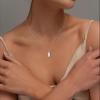 imageBriLove 925 Sterling Silver Minimalistic Moonstone Choker Pendant Necklace Gift for WomenClear SilverTone